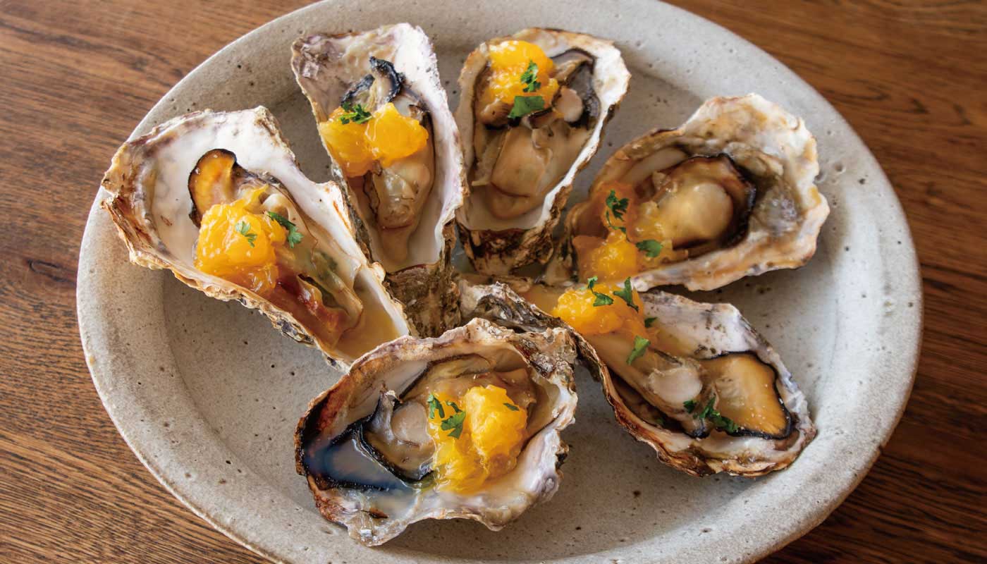 柑橘ソースでいただく焼き牡蠣